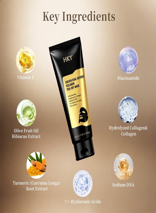 HKY Golden Collagen Night Wrapping Mask - Peel Off Facial Mask with PDRN (Sodium DNA), Pro-Xylane & Niacinamide - Pore Tightening & Firming Glass Skin Care - Hydrating 7x Hyaluronic Acid - Image 2